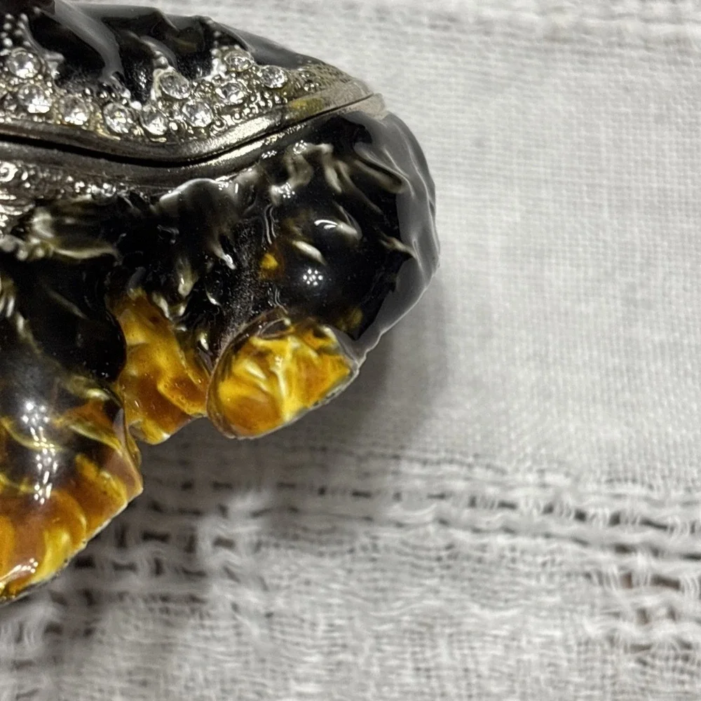 Enamel Black Terrier Dog Trinket Box With Austrian Crystals Rhinestones